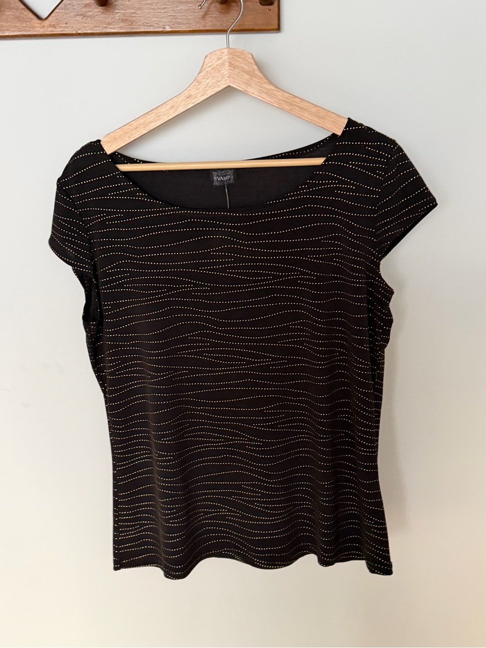 Laura Black Gold Shimmer Top NWT | Quiet Luxury Glam Evening Blouse